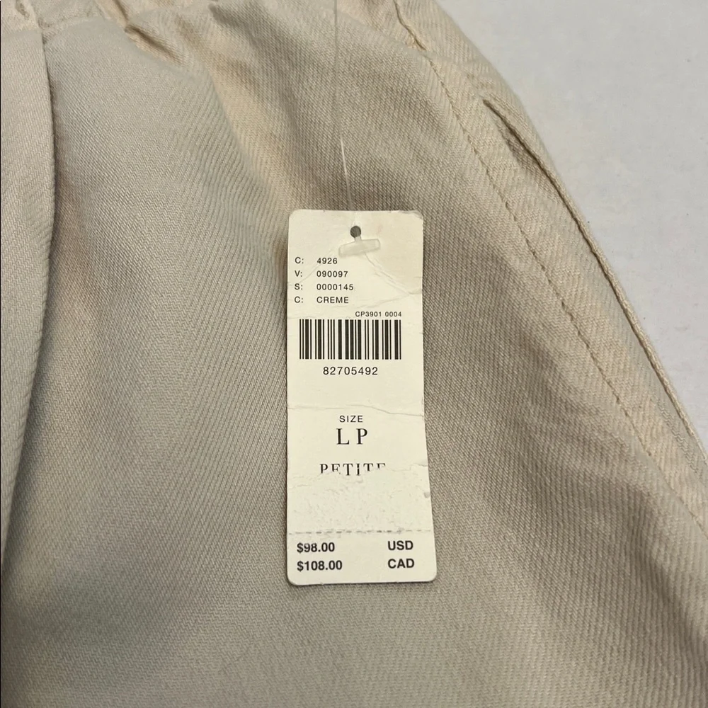 PILCRO ANTHROPOLOGIE CREAM HIGH RISE CROPPED PAPERBAG WIDE LEG PANTS LP